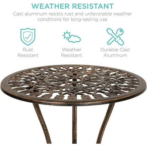 Outdoor Rust-Resistant Cast Aluminum Patio Bistro Set