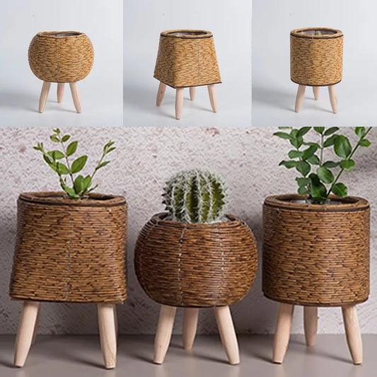 Flower Pot Woven Flower Basket With Removable Legs