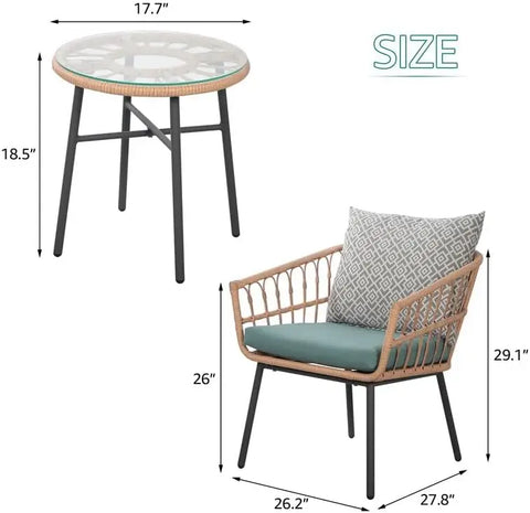 3 Piece Patio Furniture Outdoor Conversation Bistro Set