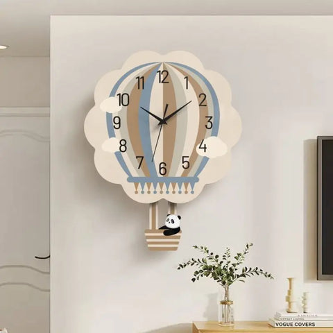 Rocking Cute Hot Air Balloon Clock Family Bedroom Wall Clock