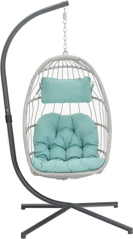 Egg Swing Chair with Stand Rattan Wicker Hanging Egg Chair