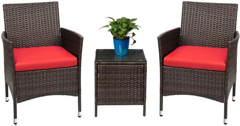 Patio Porch Furniture Sets 3 Pieces Rattan Wicker Chairs with Table